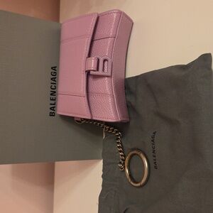 Balenciaga Purple Leather Card Holder W/ Keychain